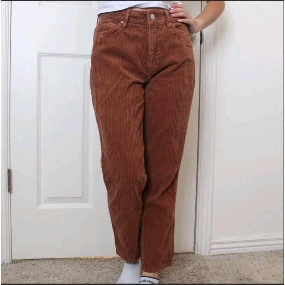 Pacsun Brown Corduroy High Rise Academia Neutral 70's Mom Jean Ankle Pants Sz 26